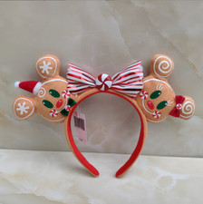Holiday Disney Parks Minnie Ears Bow Christmas Gingerbread Headband