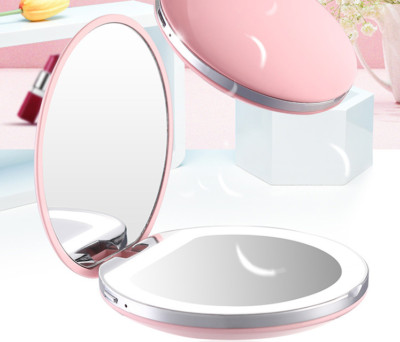 LED Spiegel Tasche Make-up Spiegel Kompakt Doppelspiegel mit LED Ring Wiederaufladbar