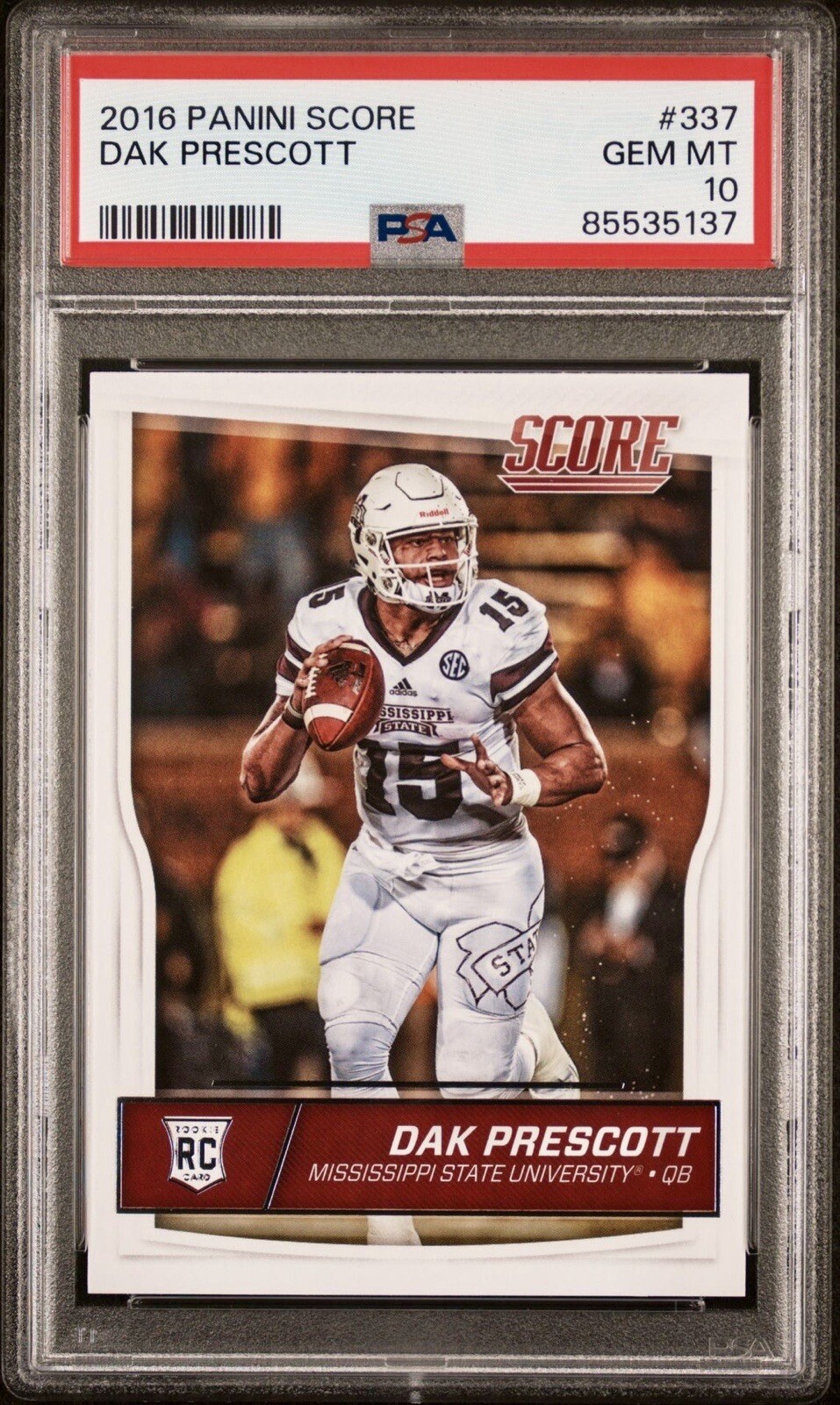 2016 SCORE DAK PRESCOTT ROOKIE RC  #337 PSA 10 GEM MINT Dallas Cowboys
