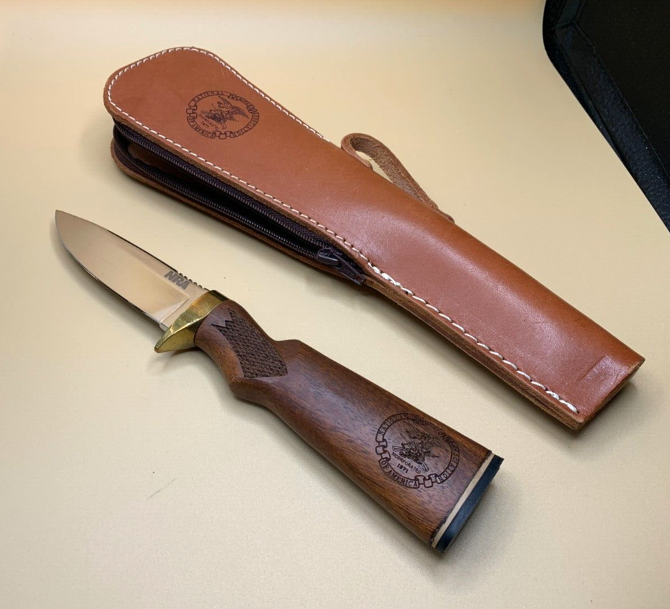 Corwin Knives NRA Gunstock Hunting Knife & Leather Gun Case Sheath 91/
