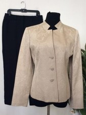 NWT Talbots/Loft Mismatched Beige Black Silk Blend 2 Piece Pant Suit Size 6