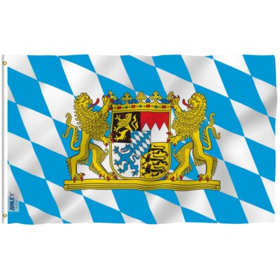 Anley Fly Breeze 3x5 Foot Bavaria with Lions Flag - Bavarian Lion Crest Flags