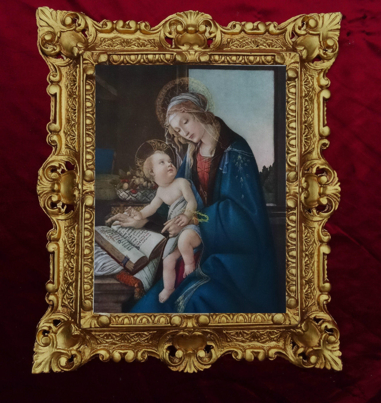 Gemälde Jungfrau Maria und das Buch von Botticelli Madonna Heiligenbild 45x38cm