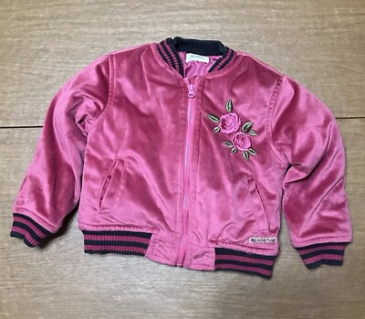 Hudson Baby Pink Velvet Jacket Girls Size 18mos Black Velvet Bomber Jacket