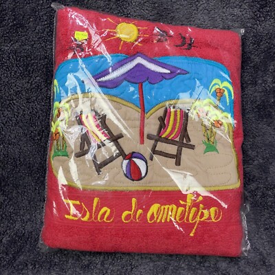 Premier Luxury Hotel Red Cotton Embroidered Souvenir Gift Isla de Ometepe Towel