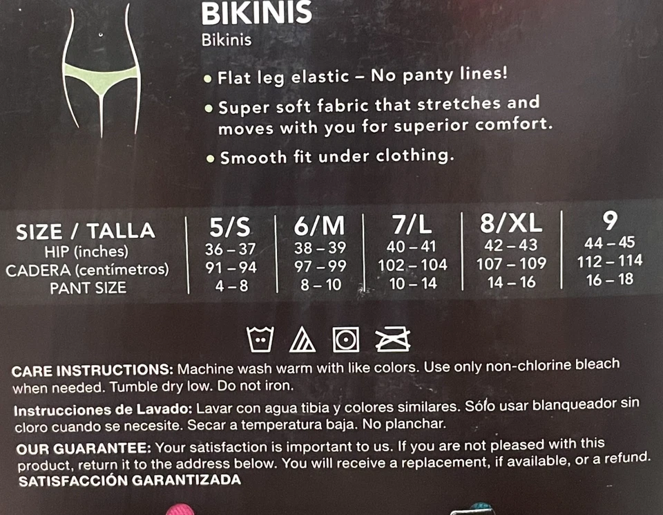 4 paquetes de bikinis Hanes sin costuras sin líneas de panty ropa interior talla 5/S (12 bragas) Foto 3 de 3
