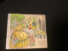 Vintage Art Deco Victorian Couple in Garden Valentine Card c. 1920s Carrington