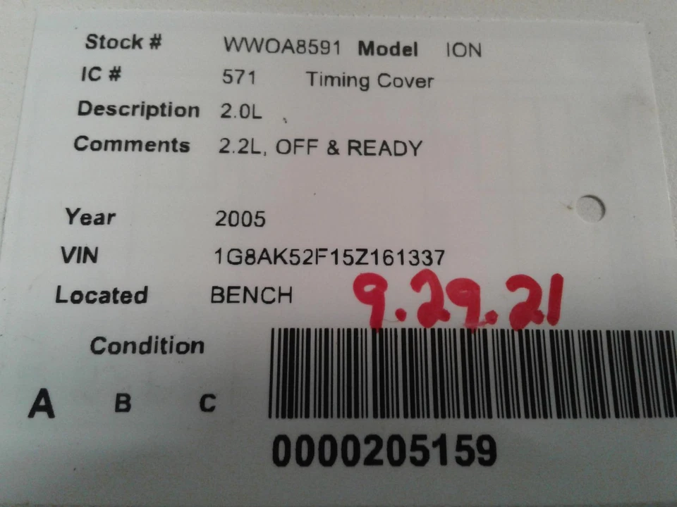 Used Engine Timing Cover fits: 2005 Saturn Ion 2.4 Grade A Foto 3 de 4