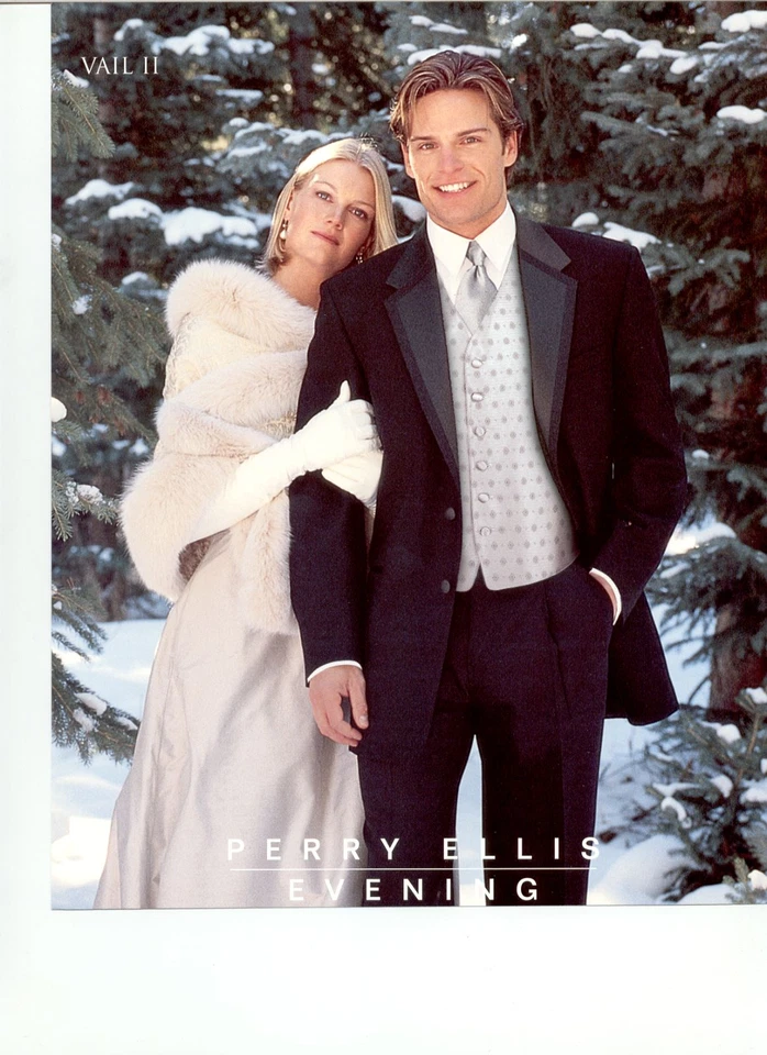 Black Tuxedo Jacket - Perry Ellis Vail two button Satin Notch Lapels -V2 - Image 4 of 4