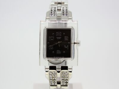 Swatch Square Be Found Brown Damenuhr Edelstahl Armband Kristalle weiß SUBM102CG