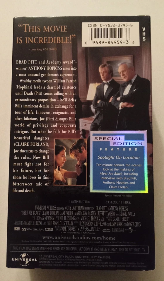 Meet Joe Black (VHS, 1999, Special Edition)Used - Image 3 of 4