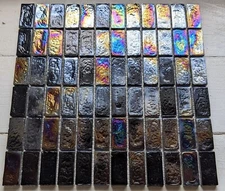 1x2 Iridescent Black Glass Mosaic Tile