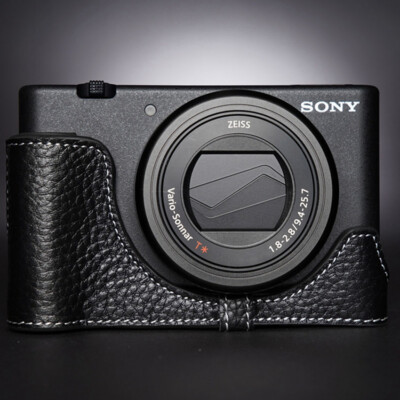 Rieibi ZV1F Case - Vintage PU Lederen Camera Case voor Sony ZV1F ZV-1F/ZV -1M2/ZV-1 Mark II Vlog Camera - ZV-1 II Beschermhoes - Zwart