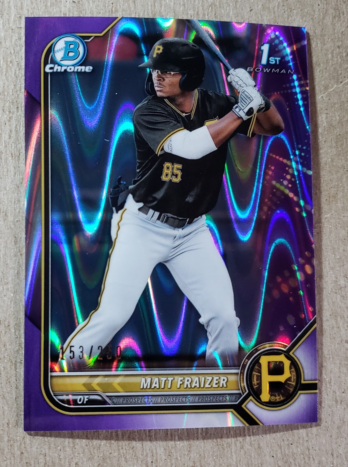2022 Bowman Chrome Purple Raywave Refractor Matt Frazier /250 Pirates #BCP-91