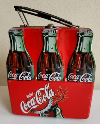 Coke Bottle Coca Cola Metal Tin Mini Lunch Box Pail Container with