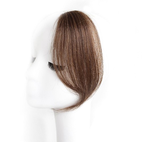 Langer Pony zweiseitig Fransen schwarz braun Naturhaarverlängerung vorne Haarteil / - Bild 15 von 24