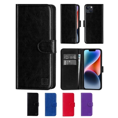 Hülle für iPhone 16 16e 15 12 13 14 Leder Flip Wallet Cover