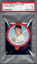 1973 Topps Candy Lids Chris Speier.  PSA 5 EX & CENTERED (RARE!).  (TX1229).