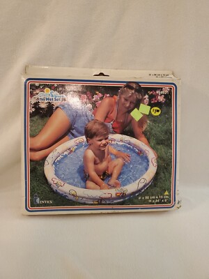 Vintage 1998 Intex The Wet Set 34''x6'' Two Ring Kiddie Pool Inflatable In Box