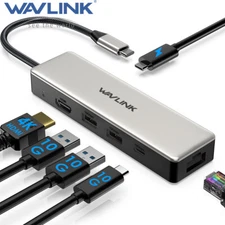 WAVLINK USB C Dock 10Gbps USB3.1-A 10Gbps USB3.1-C Docking Station 4K HDMI 100W