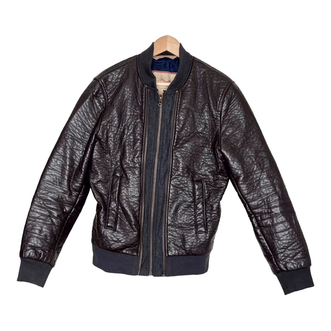 Zara Faux Leather Bomber Jacket Gem