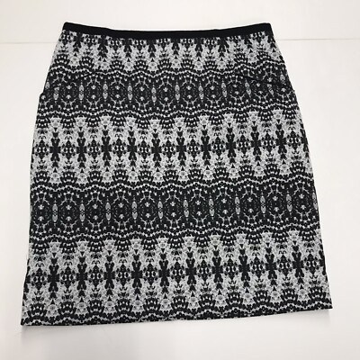 H&M Pencil Skirt Women's Size Black White Knit Textured With Pockets 