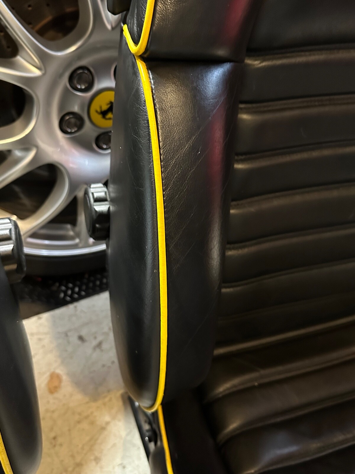 Ferrari 360 Leather Seats, Black with Yellow Piping, OEM Power adjustable