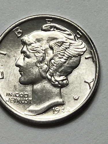 1942 P Mercury Dime Brilliant Uncirculated 90% Silver Coin BU  Lot U704