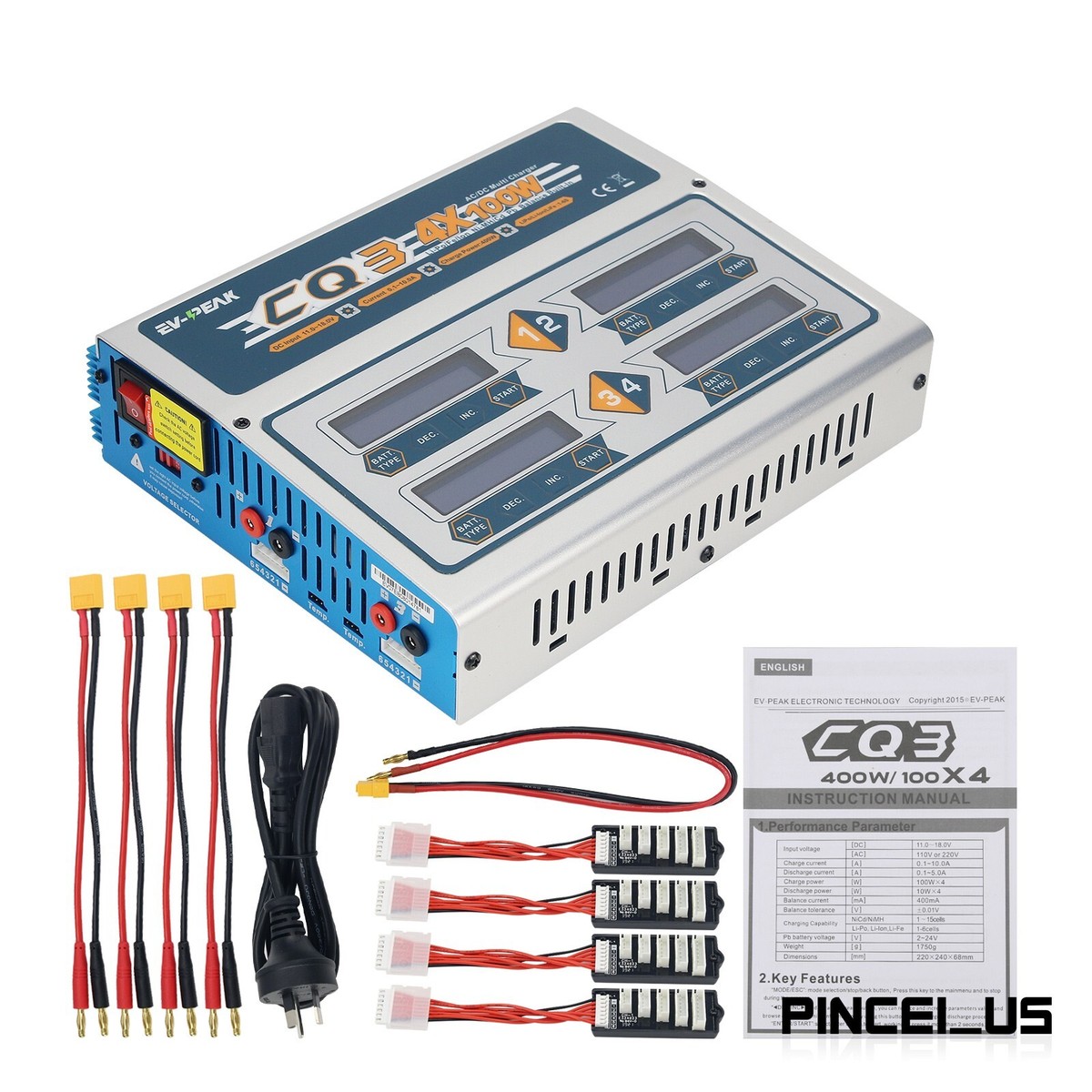 CQ3.CQＣ+ EV-PEAK CQ3 100W 10A 1-6S Battery Balance Charger f/ LiPo