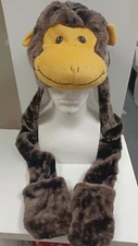 UNISEX PLUSH CARTOON ANIMAL WINTER HAT CAP EARMUFF LONG WARM SCARF MITTENS