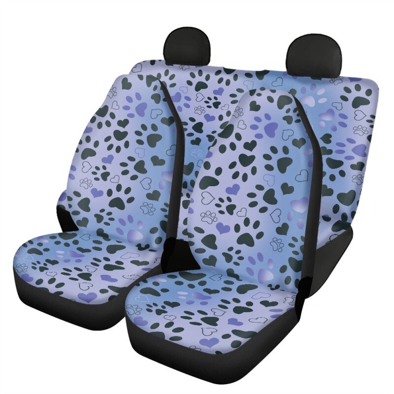 Dog Paw Print Car Front and Rear Seat Cushion Cover Decoration Car Seat Cover