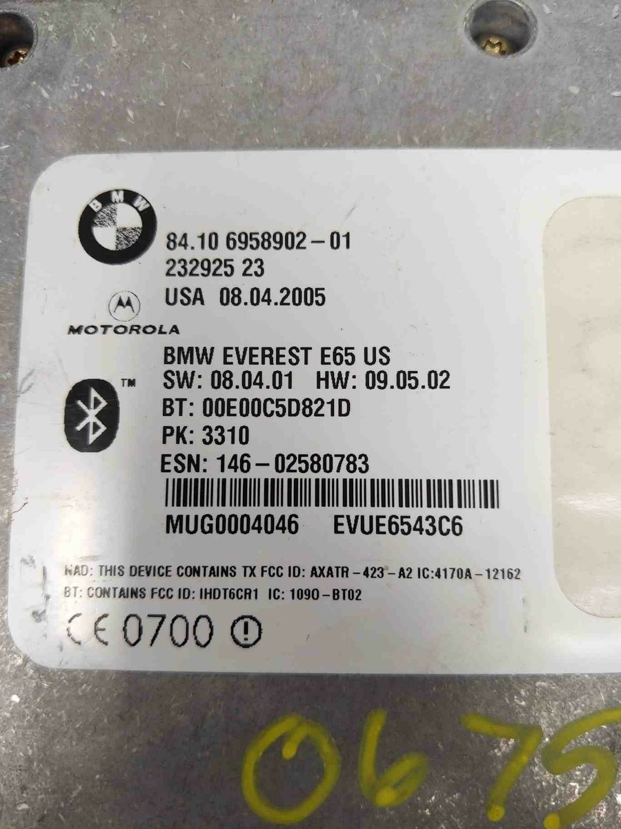 2006 BMW 750I SERIES BLUETOOTH MODULE COMPUTER CONTROL OEM 