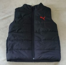 Puma Boys Quilted Puffer Vest Outerwear Pocket Black Red Size 5/6 XS Extra Small