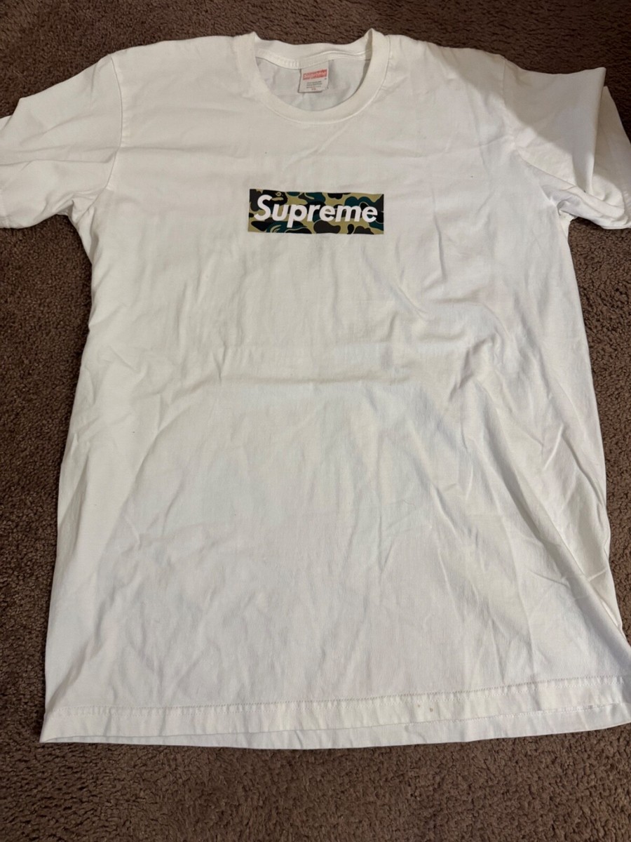 Supreme Camo Box Logo Tee White Size XL. Small discoloration