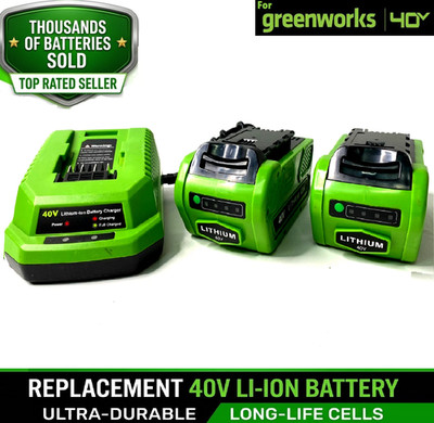 LOT of 2 40V 6.0Ah For Greenworks G-MAX Li-ion Battery w/ Charger