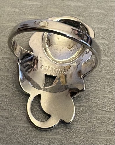 Anillo antiguo vintage de plata de ley de marcasita esculpido rosa flor talla 7 - Imagen 2 de 12