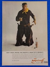 1957 SMIRNOFF "THE GREATEST NAME IN VODKA" ORIGINAL BUSTER KEATON PRINT AD