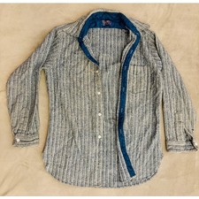 Vintage Pendleton 100% Virgin Wool Shirt Mens XL Gray Blue Striped USA Made