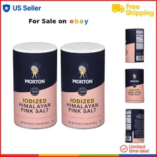 Iodized Himalayan Pink Salt Fine Grain 44 oz 2 Pack Multi-Purpose Cooking