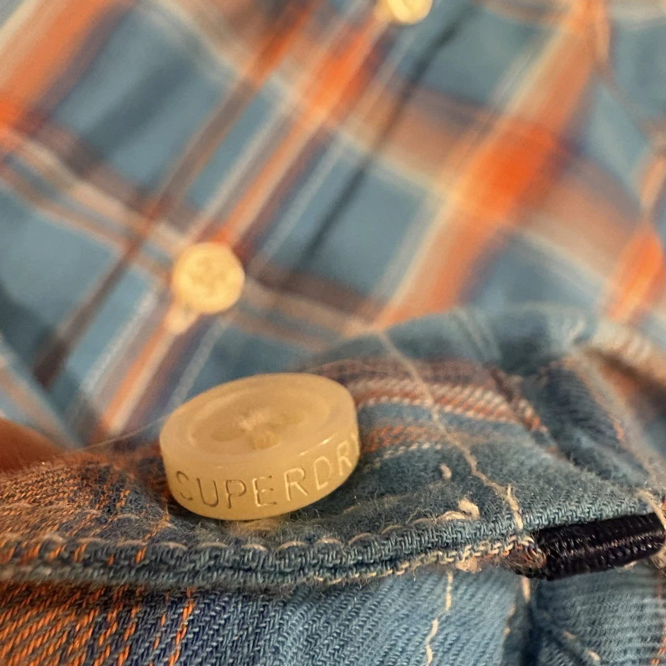 Superdry Camisa Hombre XL Azul Naranja Cuadros “The Paperweight Shirt” Foto 4 de 4