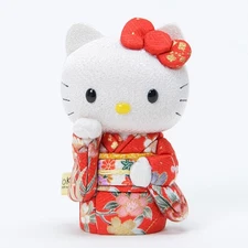 Hello Kitty Maneki Neko (Red) – Edo Kimekomi Japanese Figurine by Kakinuma