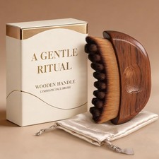 Lymphatic Contour Face Brush - Wooden Face Brush for Lymphatic Drainage