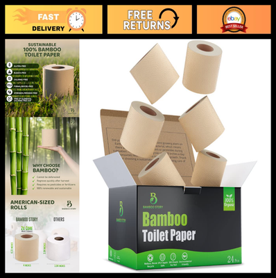 #ad Unbleached Bamboo Toilet Paper 24 Rolls 3 Ply Biodegradable Chemical Free Se $74.99