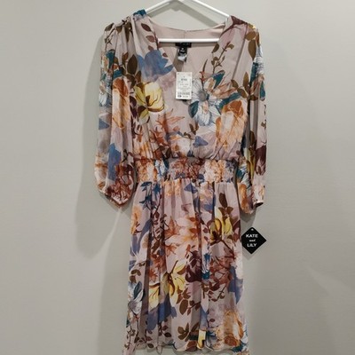 Kate And Lily Dress, Size 10, in The Color Warm Grey Multi-Color Pattern, Good  
