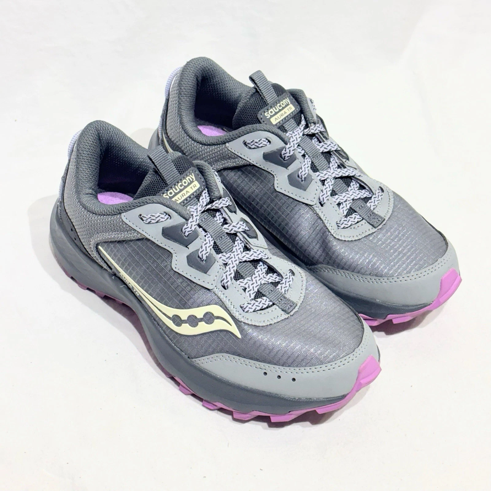 Saucony Womens Aura TR Trail Running Shoes Gray Pink Size 6.5 Jogging