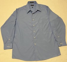 Arrow Poplin Weave Wrinkle Free Men  s Long Sleeve Dress Shirt Size 16 32/33 Blue