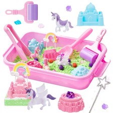 Carolart Unicorn Sensory bin, Unicorn Toy for Kids,Castle Moulds, Sand Art kit f