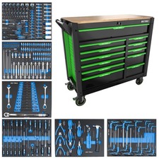 DSD Tools 12 Drawer Roller Tool Chest Cabinet Box Set with Tools Green/Black