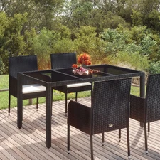 Garden Table With Glass Top Black