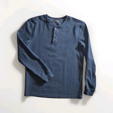 Member's Mark Blue Indigo 3 button Thermal Henley Men's Long Sleeve Medium